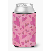 "Caroline's Treasures Watercolor Love and Hearts Decorative Can Hugger, Multicolor"