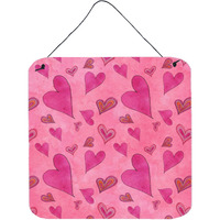 "Caroline's Treasures Watercolor Love and Hearts Metal Print, 6"" H x 6"" W, Multicolor"