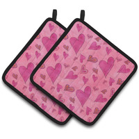"Caroline's Treasures Watercolor Love and Hearts Decorated Pot Holder, 7.5"" x 7.5"", Multicolor"
