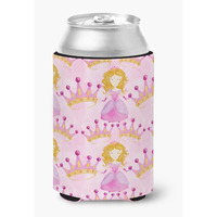"Caroline's Treasures Watercolor Princess and Crown Decorative Can Hugger, Multicolor"