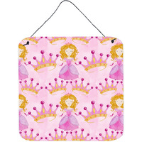 "Caroline's Treasures Watercolor Princess and Crown Metal Print, 6"" H x 6"" W, Multicolor"