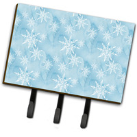 "Caroline's Treasures Watercolor Snowflake on Light Blue Wall Hook, Triple, Multicolor"