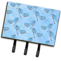 "Caroline's Treasures Watercolor Cinderella Shoe in Blue Wall Hook, Triple, Multicolor"
