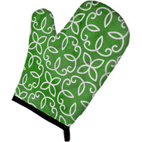 "Caroline's Treasures Watercolor Geometric Circle on Green Decorated Oven Mitt, 12"" x 8.5"", Multicolor"