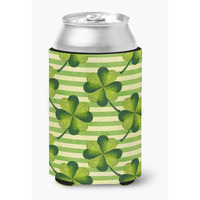 "Caroline's Treasures Watercolor Shamrock Stripes Decorative Can Hugger, Multicolor"