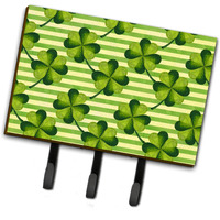 "Caroline's Treasures Watercolor Shamrock Stripes Wall Hook, Triple, Multicolor"