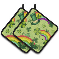 "Caroline's Treasures Watercolor St Patrick's Day Lucky Leprechaun Decorated Pot Holder, 7.5"" x 7.5"", Multicolor"