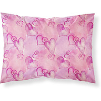 "Caroline's Treasures Watercolor Hot Pink Hearts Pillowcase, Standard, Multicolor"