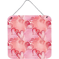 "Caroline's Treasures Watercolor Red Hearts Metal Print, 6"" H x 6"" W, Multicolor"