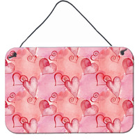 "Caroline's Treasures Watercolor Red Hearts Metal Print, 8"" H x 12"" W, Multicolor"