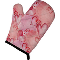 "Caroline's Treasures Watercolor Red Hearts Decorated Oven Mitt, 12"" x 8.5"", Multicolor"