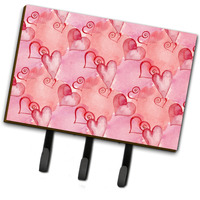 "Caroline's Treasures Watercolor Red Hearts Wall Hook, Triple, Multicolor"