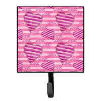 "Caroline's Treasures Watercolor Hot Pink Striped Hearts Wall Hook, Small, Multicolor"