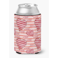"Caroline's Treasures Watercolor Red Striped Hearts Decorative Can Hugger, Multicolor"