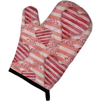 "Caroline's Treasures Watercolor Red Striped Hearts Decorated Oven Mitt, 12"" x 8.5"", Multicolor"
