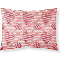 "Caroline's Treasures Watercolor Red Striped Hearts Pillowcase, Standard, Multicolor"