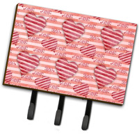 "Caroline's Treasures Watercolor Red Striped Hearts Wall Hook, Triple, Multicolor"
