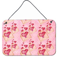 "Caroline's Treasures Watercolor Pink Love Letter Metal Print, 8"" H x 12"" W, Multicolor"