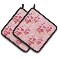 "Caroline's Treasures Watercolor Pink Love Letter Decorated Pot Holder, 7.5"" x 7.5"", Multicolor"