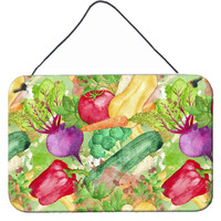 "Caroline's Treasures Watercolor Vegetables Farm to Table Metal Print, 8"" H x 12"" W, Multicolor"