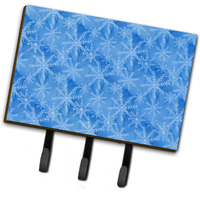 "Caroline's Treasures Watercolor Dark Blue Winter Snowflakes Wall Hook, Triple, Multicolor"