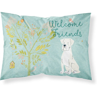 "Caroline's Treasures Welcome Friends White Boxer Pillowcase, Standard,"