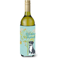 "Caroline's Treasures Welcome Friends Black Boxer Decorative Bottle Hugger, 750 ml, Multicolor"