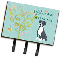 "Caroline's Treasures Welcome Friends Black Boxer Wall Hook, Triple"