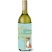 "Caroline's Treasures Welcome Friends Flashy Fawn Boxer Decorative Bottle Hugger, 750 ml, Multicolor"