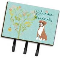 "Caroline's Treasures Welcome Friends Flashy Fawn Boxer Wall Hook, Triple, Multicolor"