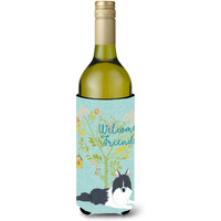 "Caroline's Treasures Welcome Friends Black White Collie Decorative Bottle Hugger, 750 ml, Multicolor"
