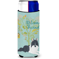 "Caroline's Treasures Welcome Friends Black White Collie Decorative Can Hugger, Multicolor"