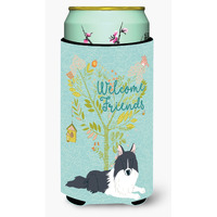 "Caroline's Treasures Welcome Friends Black White Collie Decorative Can Hugger, Tall Boy, Multicolor"