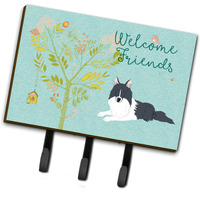 "Caroline's Treasures Welcome Friends Black White Collie Wall Hook, Triple, Multicolor"