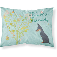 "Caroline's Treasures Welcome Friends Doberman Pinscher Printed, Polyester, 250 Thread count, Envelope closure Pillowcase, Standard, Multicolor"