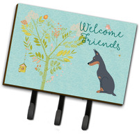 "Caroline's Treasures Welcome Friends Doberman Pinscher Wall Hook, Triple, Multicolor"