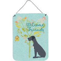"Caroline's Treasures Welcome Friends Black Dane Metal Print, 16h x 12w, Multicolor"