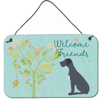 "Caroline's Treasures Welcome Friends Black Dane Metal Print, 8hx12w"