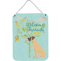 "Caroline's Treasures Friends Welcome Fawn Dane Natural Ears Metal Print, 16h x 12w, Multicolor"