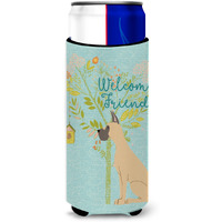 "Caroline's Treasures Welcome Friends Fawn Dane Cropped Ears Decorative Can Hugger, Multicolor"