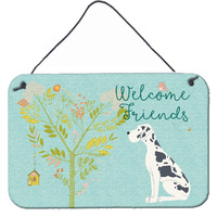 "Caroline's Treasures Welcome Friends Harlequin Dane Metal Print, 8hx12w"
