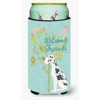 "Caroline's Treasures Welcome Friends Harlequin Dane Decorative Can Hugger, Tall Boy, Multicolor"