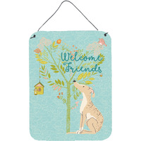 "Caroline's Treasures Welcome Friends Brindle Greyhound Metal Print, 16h x 12w, Multicolor"