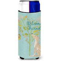 "Caroline's Treasures Welcome Friends Brindle Greyhound Decorative Can Hugger, Multicolor"