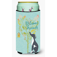 "Caroline's Treasures Welcome Friends Black White Greyhound Decorative Can Hugger, Tall Boy, Multicolor"