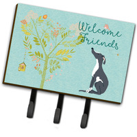 "Caroline's Treasures Welcome Friends Black White Greyhound Wall Hook, Triple"
