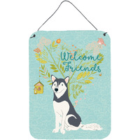 "Caroline's Treasures Welcome Friends Siberian Husky Metal Print, 16h x 12w, Multicolor"