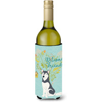 "Caroline's Treasures Welcome Friends Siberian Husky Decorative Bottle Hugger, 750 ml, Multicolor"