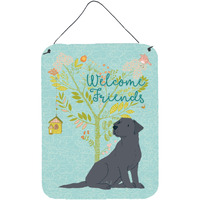 "Caroline's Treasures Friends Welcome Black Labrador Retriever Metal Print, 16h x 12w, Multicolor"