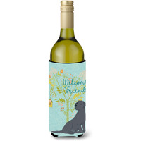 "Caroline's Treasures Welcome Friends Black Labrador Retriever Decorative Bottle Hugger, 750 ml, Multicolor"